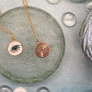 2 for$15 -Bohemian reversible pendant necklace - evil eye luck